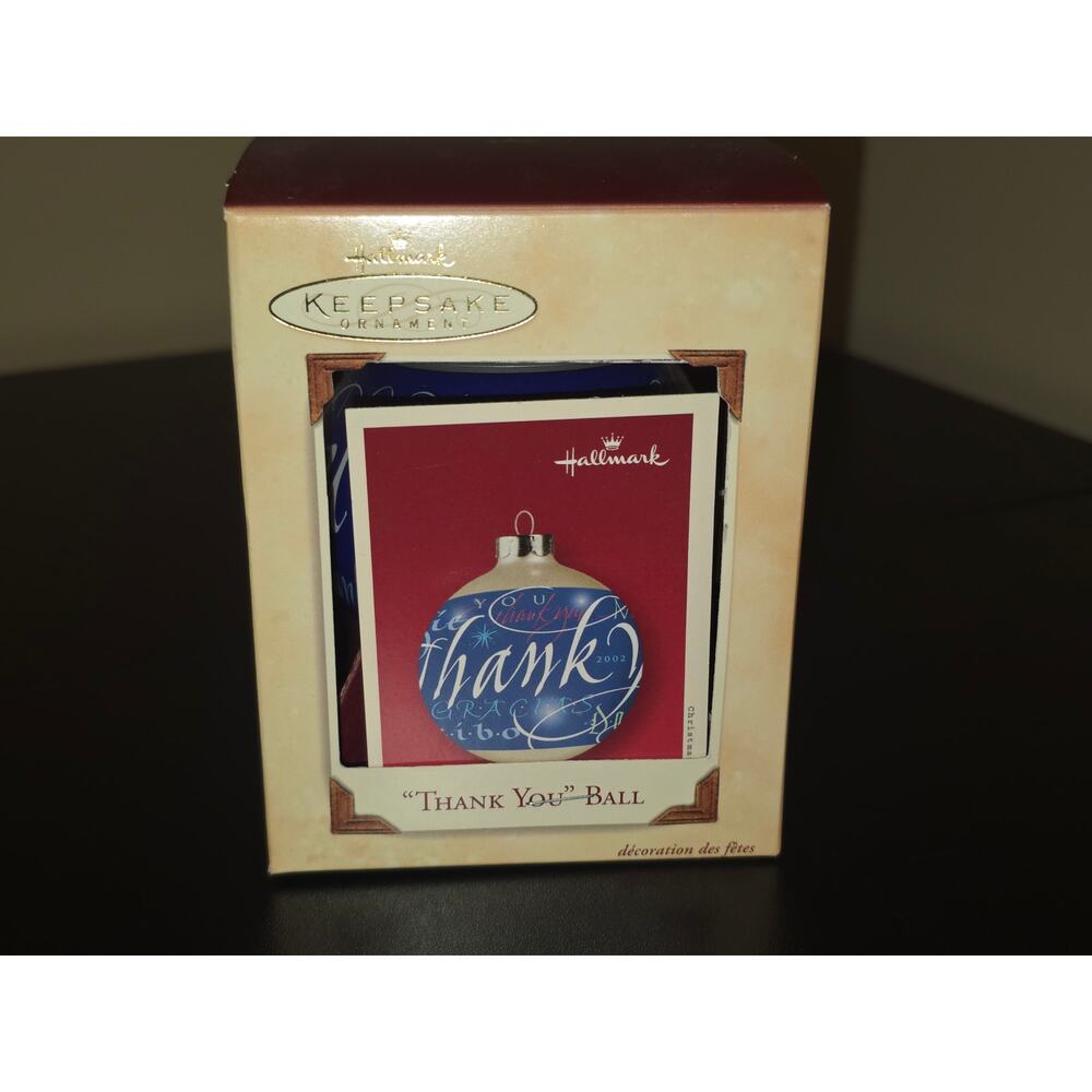 Vintage 2002 Hallmark Christmas Thank You Ball Ornament Keepsake - 9 Languages